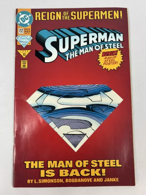 Superman The Man Of Steel #22 - Reign Of The Supermen - DC Comics - Rare Comic!