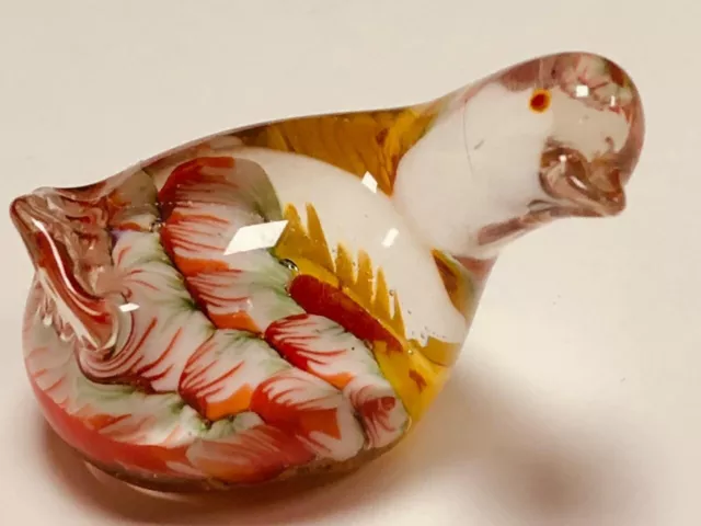 Vintage Murano Style Art Glass Colorful Small Chicken Figurine Paperweight