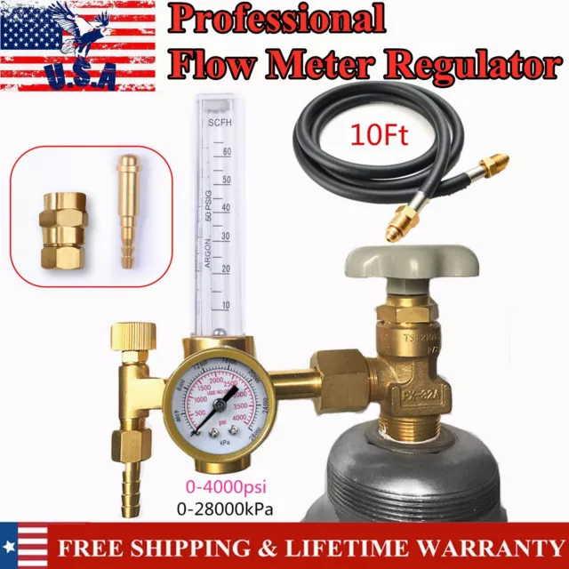 Flow Meter Regulator Argon CO2 Mig Tig Welding Flowmeter Gas Gauge Welder + Hose