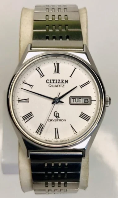 Vintage Citizen Crystron Day Date 4-710011TA Watch Vintage Citizen Crystron Day Date 4-710011TA Watch