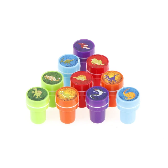 10pcs Mixed Dinosaur Ink Stamper Art Craft Stamps Kids Party Favors T-qi -LN