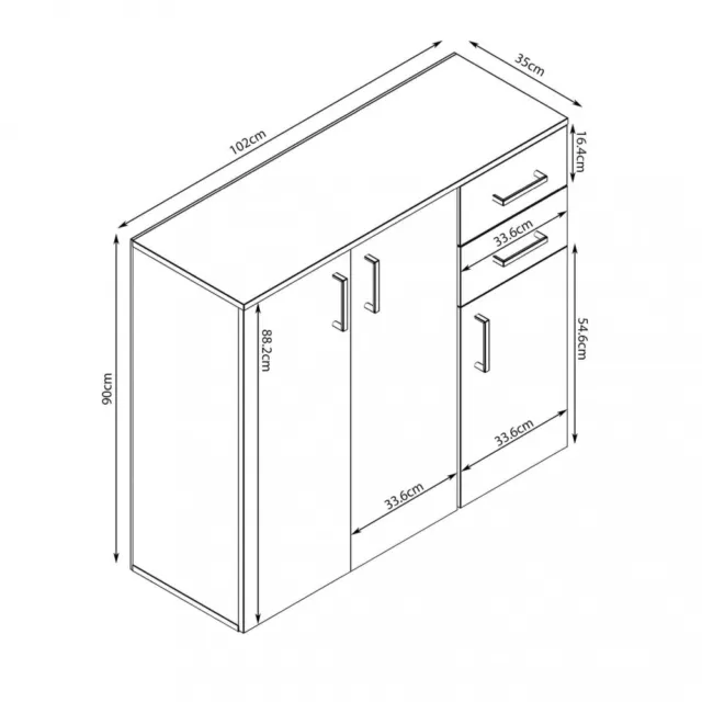 Madia Moderna con 2 cassetti e tre ante in Truciolare cm 120x35x93 - READ 3