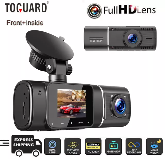 Uber Dual Dash Cam 1080P Front+Inside Car Camera Driving Recorder Night Vision