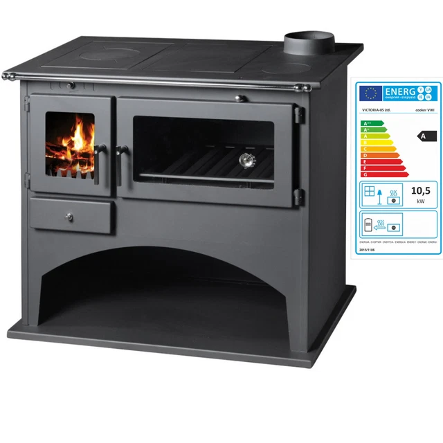 Poêle à bois cuisinière four avec verre PROMETEY 11 kW - PRAKTIK - LUX