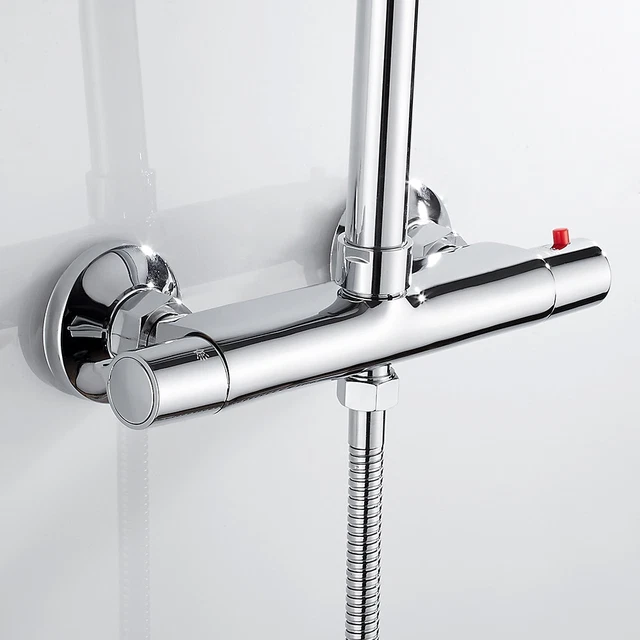 Thermostatic Shower Mixer Bar Valve Brass Twin Outlet Bathroom Shower Tap✲ .S