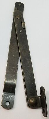 Pair 2 Antique Brass Steel DROP FRONT DESK LID STAYS hinges trunk chest mailbox