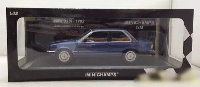 MINICHAMPS BMW 323i (E30) 1982 1/18 Echelle Mini Voiture Bleu Métal avec Boite