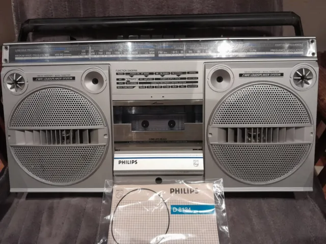 Philips D8134 Poste radio portable cassette Vintage +Manuel