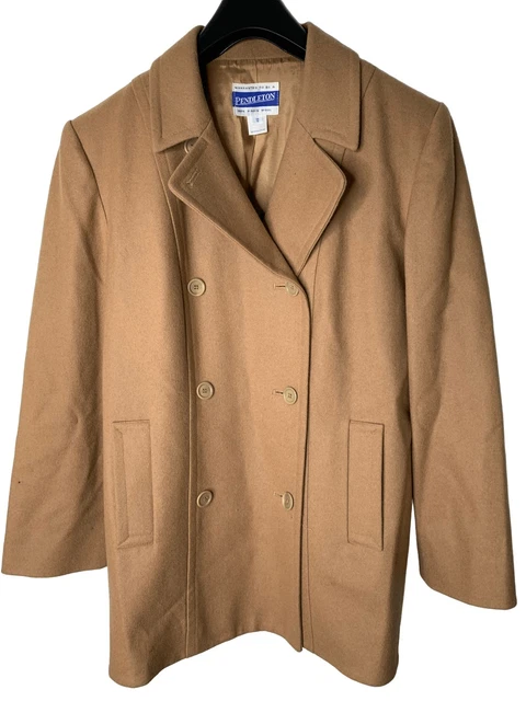 Vintage 90s Pendleton 100% wool pea coat camel size 12