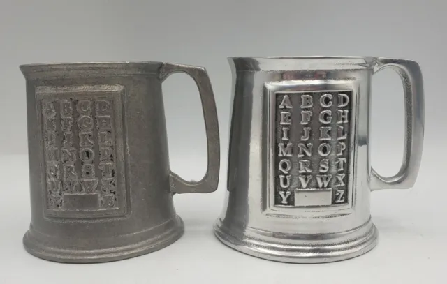 2 Wilton Company Armetale Child ABC Letter Alphabet Metal Cup Mug 3.5"Tall
