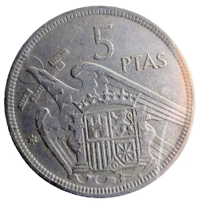 [014] Münze 1957 Spanien 5 Pesetas Francisco Franco