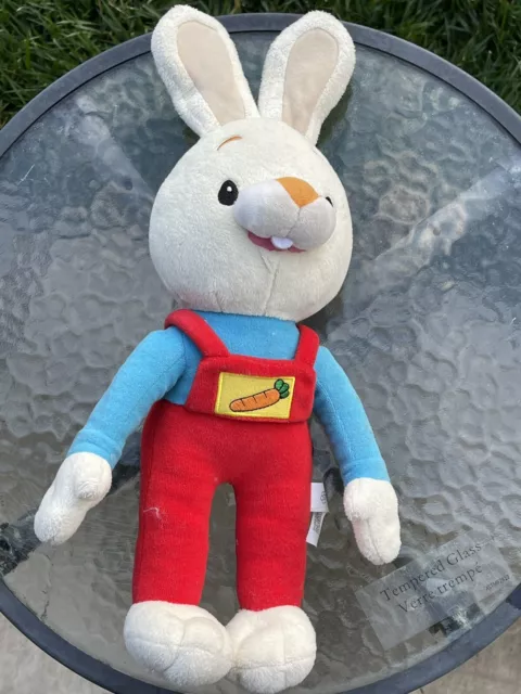 Baby First TV plush Harry the Bunny Rabbit Red Overalls Blue Shirt Carrot 15”