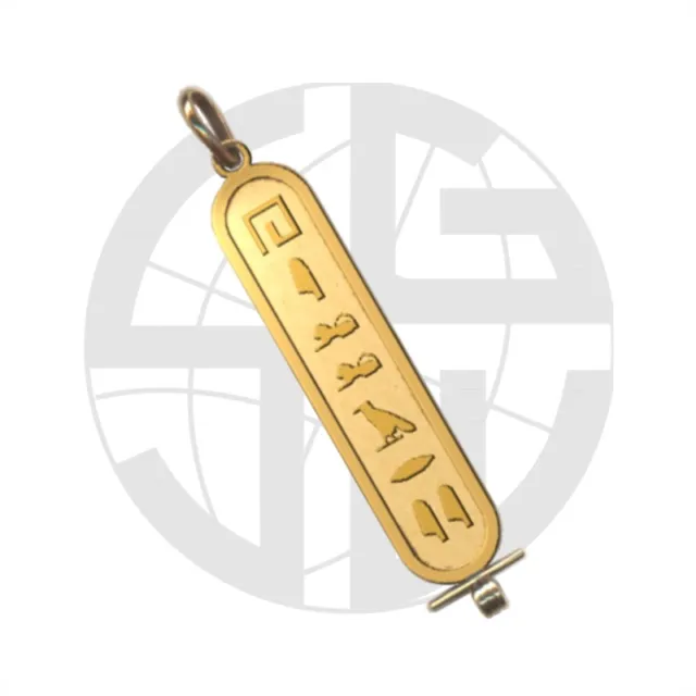 Gold Plated handmade One-Sided Cartouche in Hieroglyph, Arabic or English Size-5