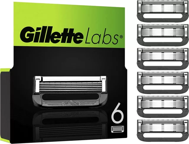 Hojas de afeitar Gillette Labs originales y embalaje original nuevas / 6 cuchillas de repuesto