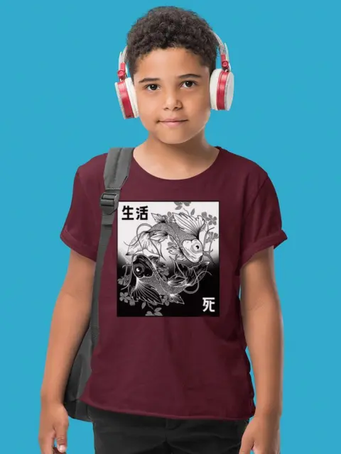 Black And White Koi Fish T-shirt Youth's -SmartPrintsInk Designs