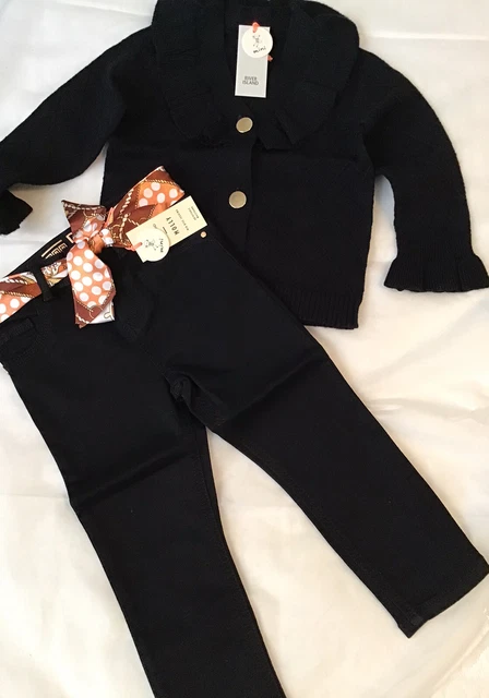 River island mini girls aged 18-24 months black frilly cardigan outfit BNWT