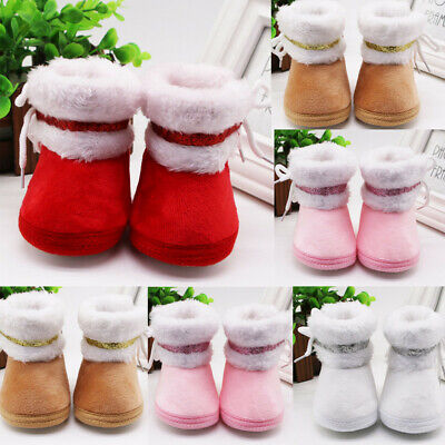 Newborn Baby Boy Girl Pram Shoes Infant Faux Fur Boots Winter Snow Warm Booties