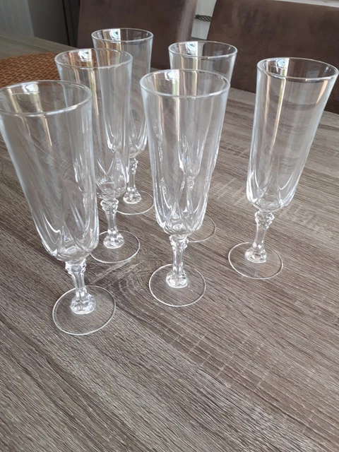 6 flûtes à champagne Cristal d'Arques Modèle AUTEUIL France 3