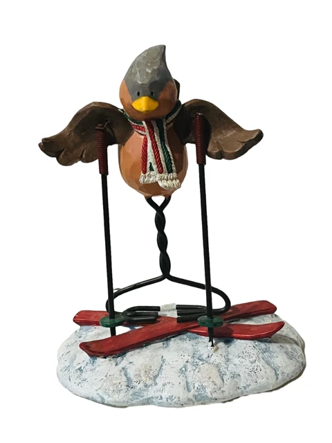 Russ Berrie Bird Figurine Tweet Along With Me anthropomorphic Merrily skiing ski