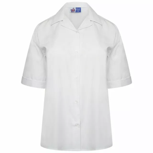 Kids Girls Revere Collar Blouse School Uniform Shirts White Short Sleeve