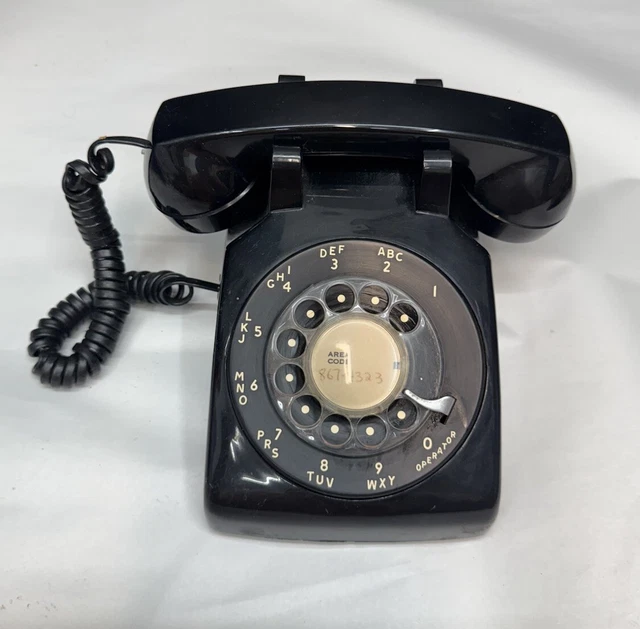 VINTAGE AT&T BELL System Western Electric Rotary Desk Phone Black. Made ...