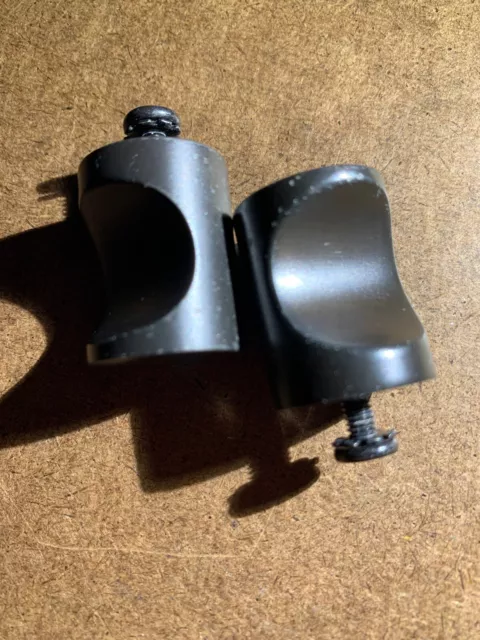 Pair (2) Vintage Gun Metal Grey Canister Finger Divot Drawer Pulls Knobs