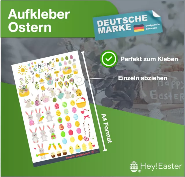 Hey!Easter® 2x Aufkleber Sticker mit über 50 Motiven zum bekleben von Ostereier 2