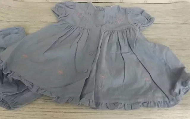 Vintage Blue Chambray Baby Dress Set - Woolworth - Ladybird - Age 6 - 12 Mths