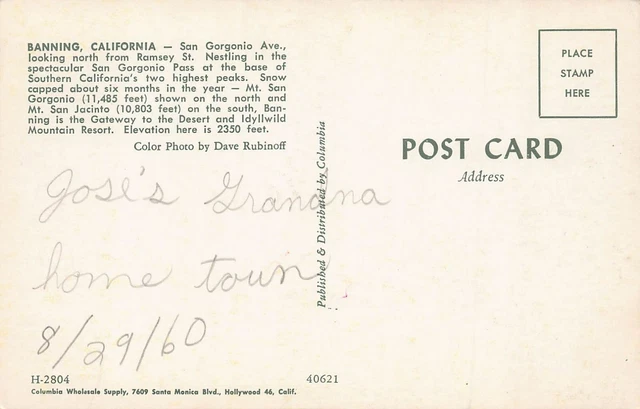 Banning CA California 1960s Downtown Main Street Idyllwild Hotel Vtg Postcard S9 2