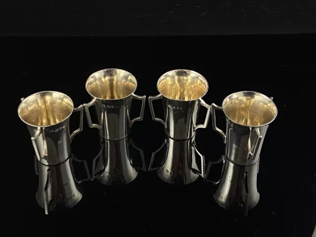 A Rare Set Of Four Sterling Silver Mether Cups Chester, 1909, Robert Pringle 2