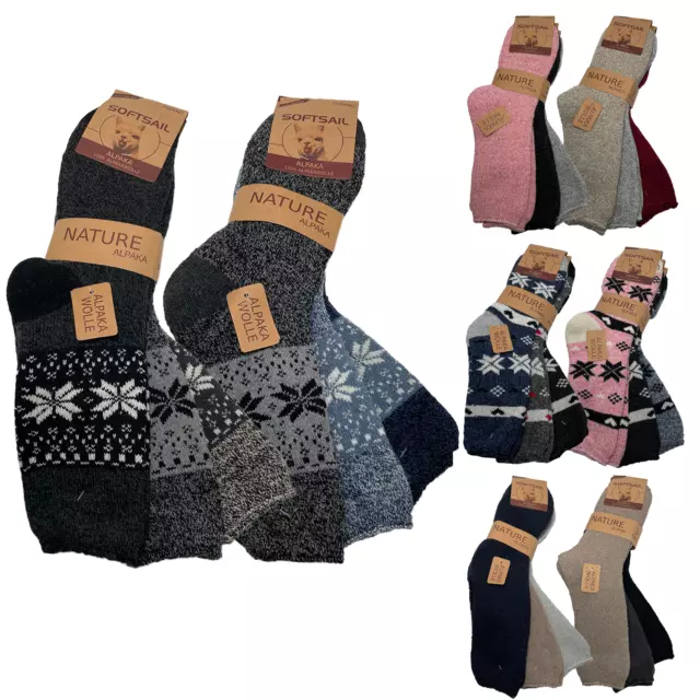 3 Paar Alpaka Socken Herren Damen Wollsocken Winter Natur Diabetiker geeignet