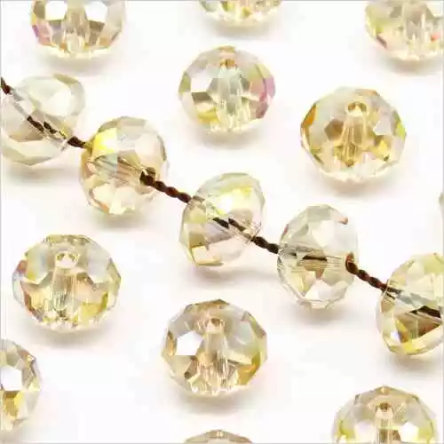 Lot de 20 Perles à Facettes Rondelles en cristal 8x6mm Beige