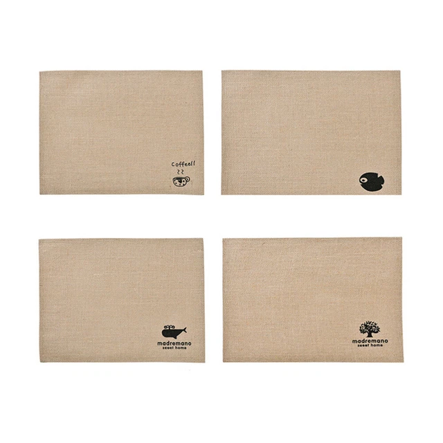 4 piezas Alfombrilla de mesa estilo japonés gruesa impermeable antiescalera mantel yute