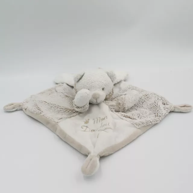 Doudou plat ours déguisé en lapin blanc gris marron Mon doudou SIMBA TOYS - 2646