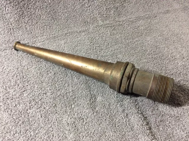 Vintage Brass Fire Hose Nozzle 2 Pieces American Rubber Mfg Co 13" Long Threaded