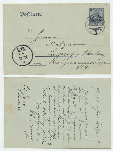 91015 - Ganzsache P 63 X - Postkarte - Leipzig 1.4.1905