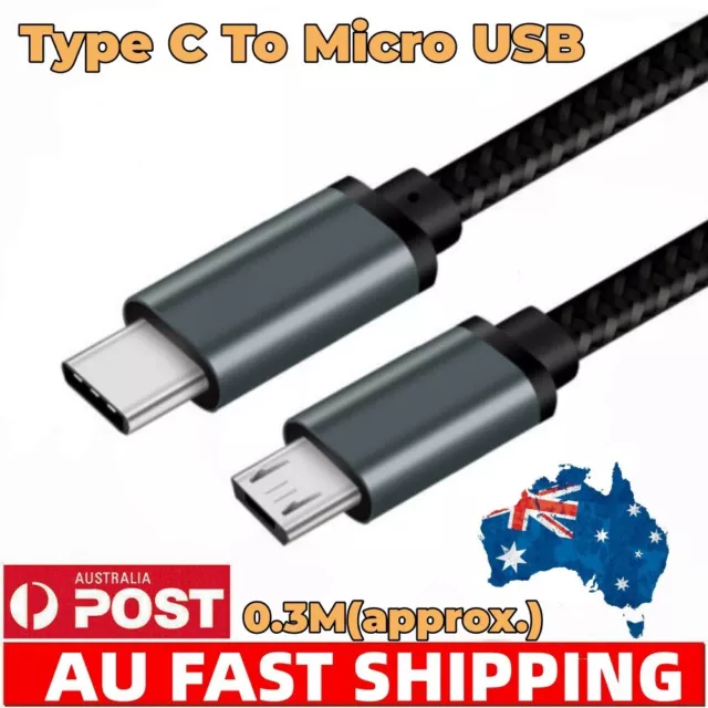 USB Type C (USB-C) to Micro B (Micro USB) Cable OTG Sync Data Cord Charging Cord