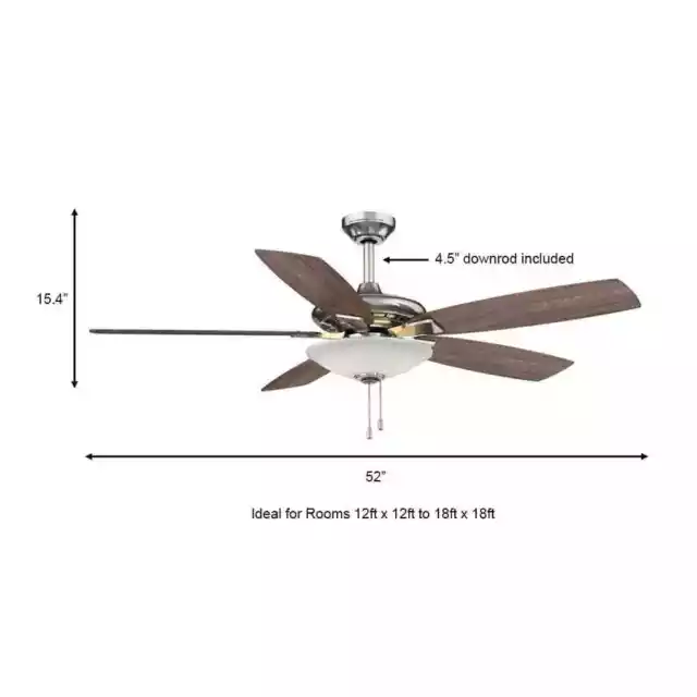 Hampton Bay Menage 52 in. Integrated LED Low Profile Brushed Nickel Ceiling Fan 3