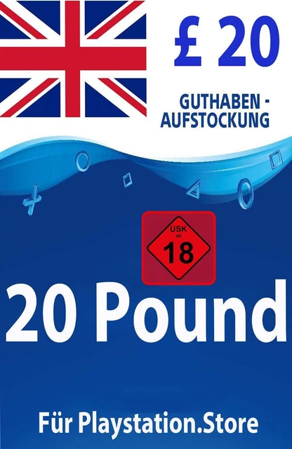 PSN Card UK 20 Pfund - £20 PlayStation PS5/PS4 Guthaben Digital Code - Nur UK