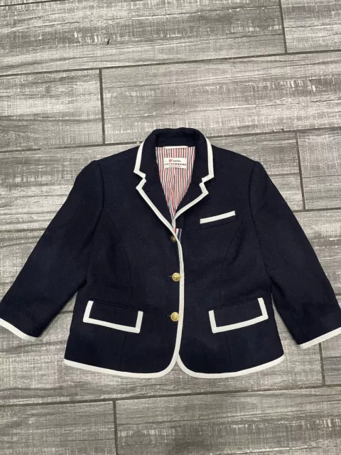 Thom Browne Neiman Marcus Target Women's Nautical Wool Blazer Jacket Navy L