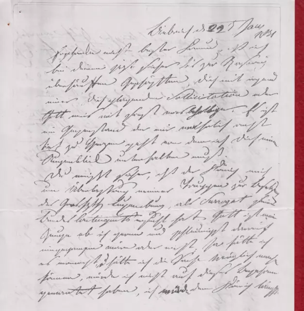 Brief 1831 Des Herz. Wilhelm V. Nassau An Prinz Frederik (Fritz) Der Niederlande