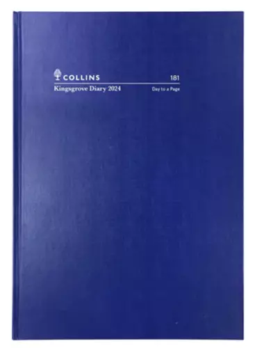 2024 Diary Collins Kingsgrove A5 Day to Page DTP Hardcover Blue 181.P59