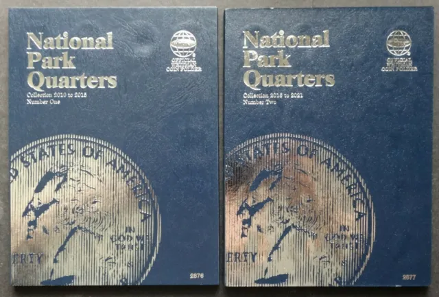 Set of 2 Whitman National Park Quarters Coin Folder 1 & 2 2010-2021 Album Book