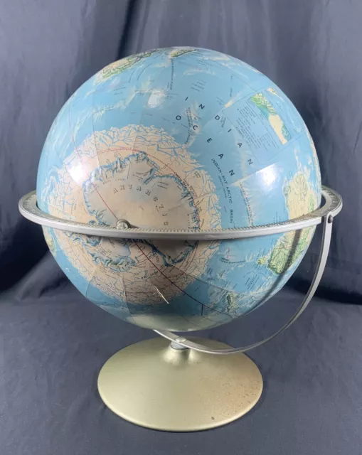 ✨Rand McNally World Portrait Globe Vintage 1970's Raised Topography 12"D✨