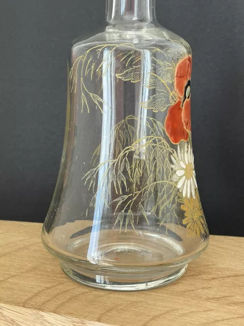 Ancienne Carafe émaillée à décor de fleurs - Coquelicot - Legras ? - Art nouveau 3