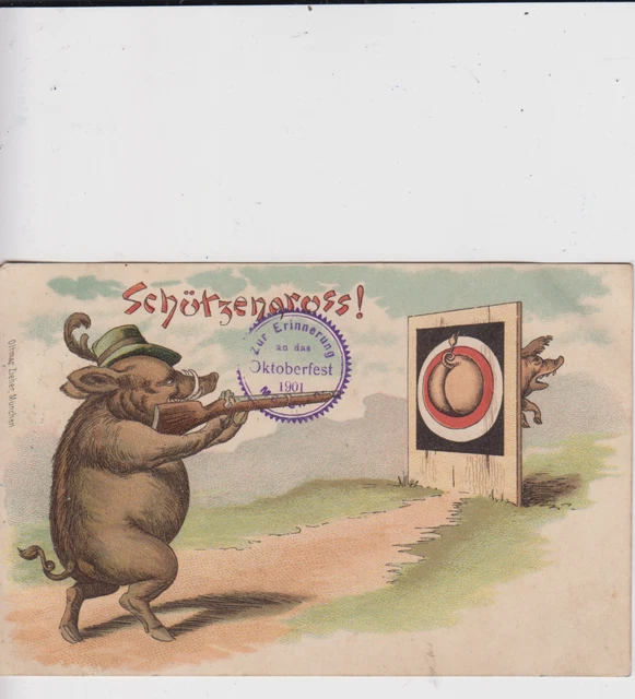 Litho München Oberbayern - Oktoberfest 1901 - Schützengross Wildschwein