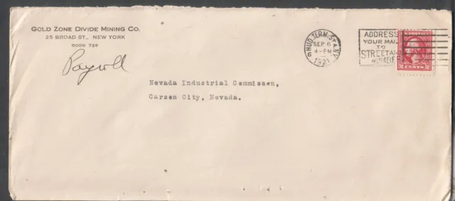 1921 cover Gold Zone Divide Mining Co NY to Indust Com Carson City Nevada