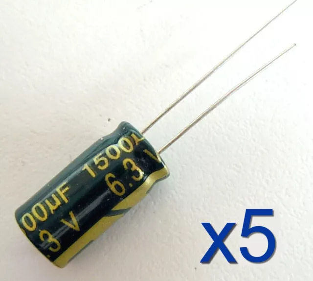 5x Condensateur 6.3V 1500uF radial électrolytique Aluminium Capacitor 16x8mm