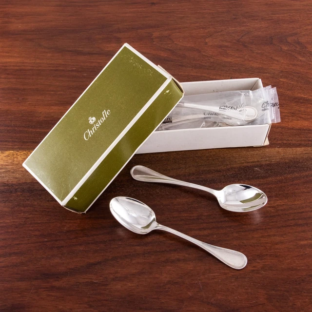 8 Christofle French Silverplate Teaspoons Albi-Calissa 1935-83 No Mono Boxed