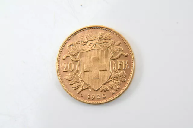 M56H07- Gold 900 Münze,  Schweiz 20 Franken 1935 (B)